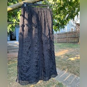 Zara sheer black taffeta wrinkled effect midi skirt S new elastic waist goth y2k